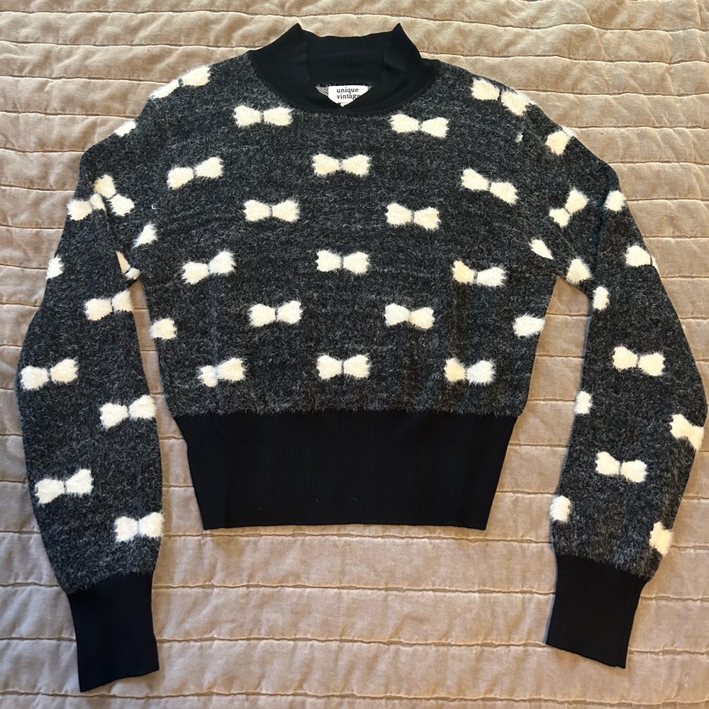 Fuzzy Bow Sweater